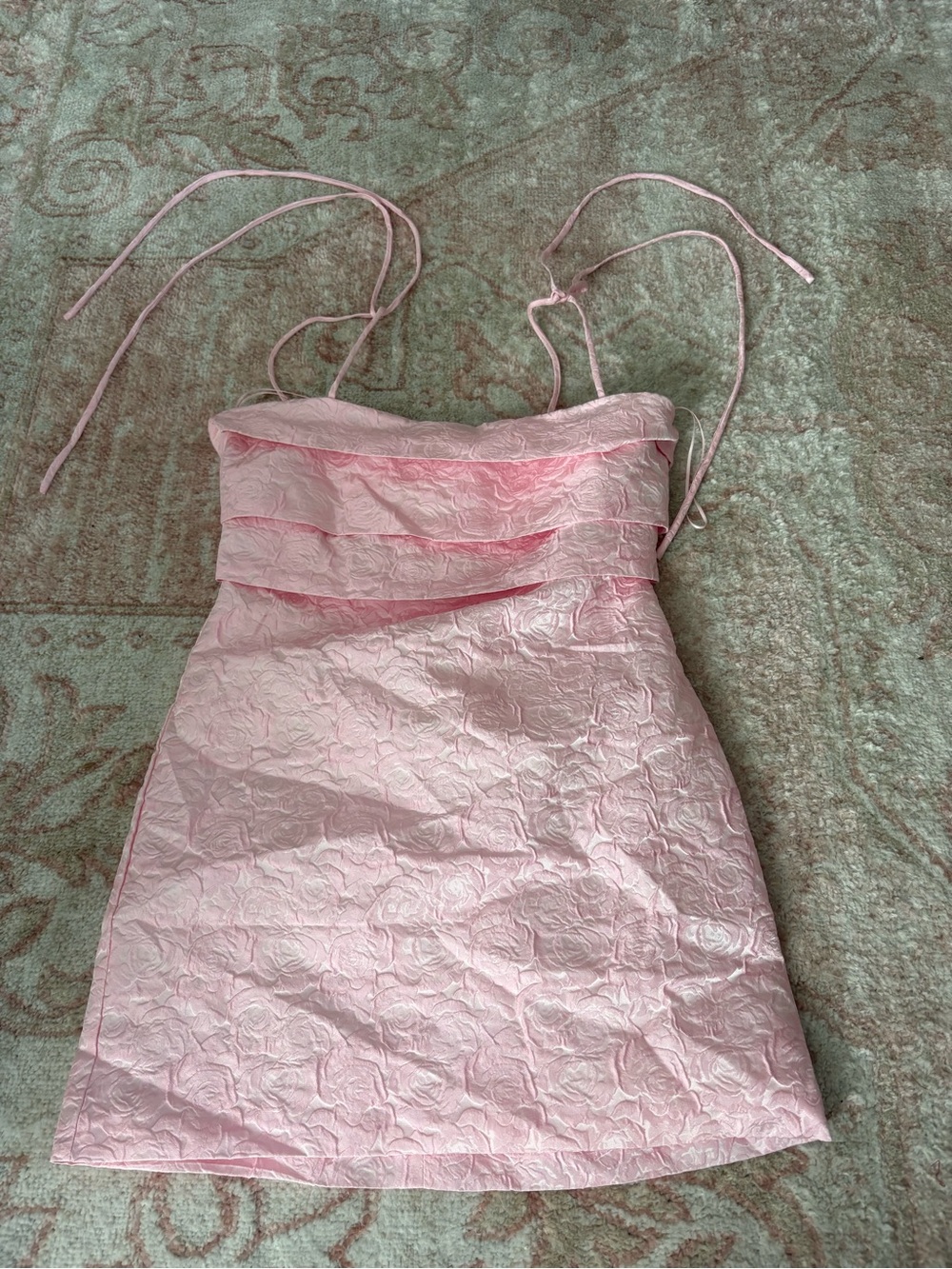 Petal & Pup Light Pink Textured Satin Slip Dress with Spaghetti Straps